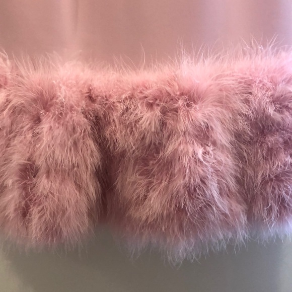 BCBG MaxAzria Pink V-Neck Feather-Hem Dress - Picture 3 of 7